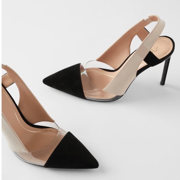 zara vinyl slingback heels